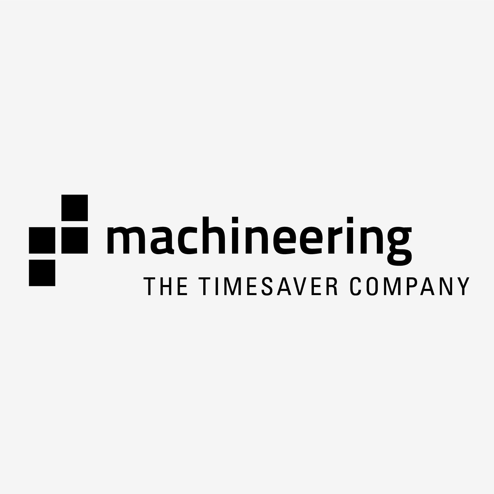Logo for “machineering, THE TIMESAVER COMPANY” with four black squares forming a shape to the left of the text on a white background. EFESO Management Consultants
