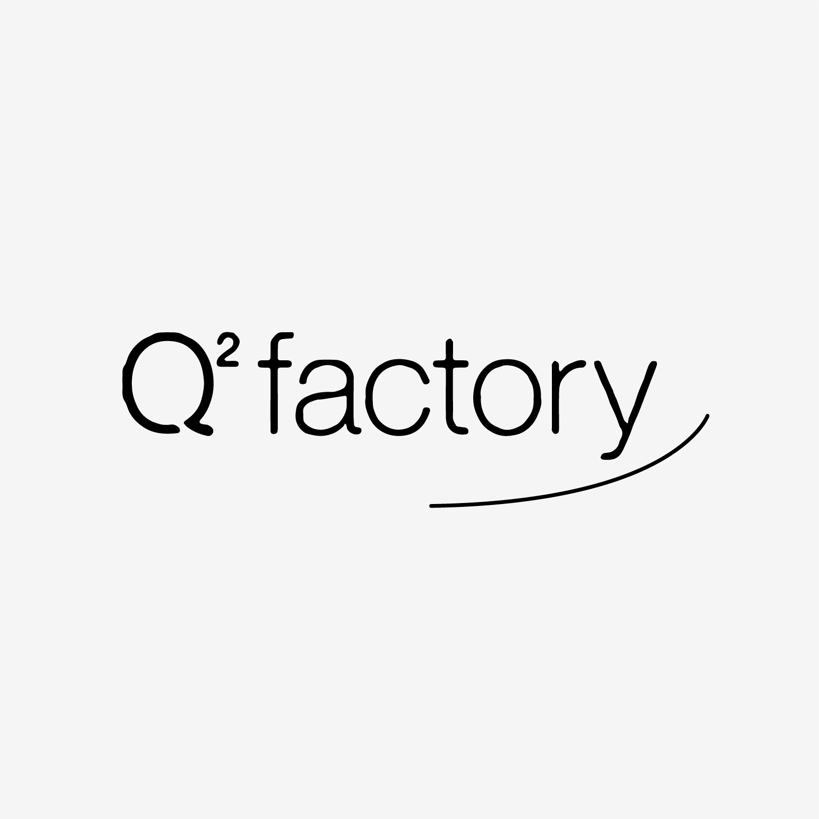 Q squared factory logo in black text on a light gray background, with a curved line beneath the letters tory. EFESO Management Consultants